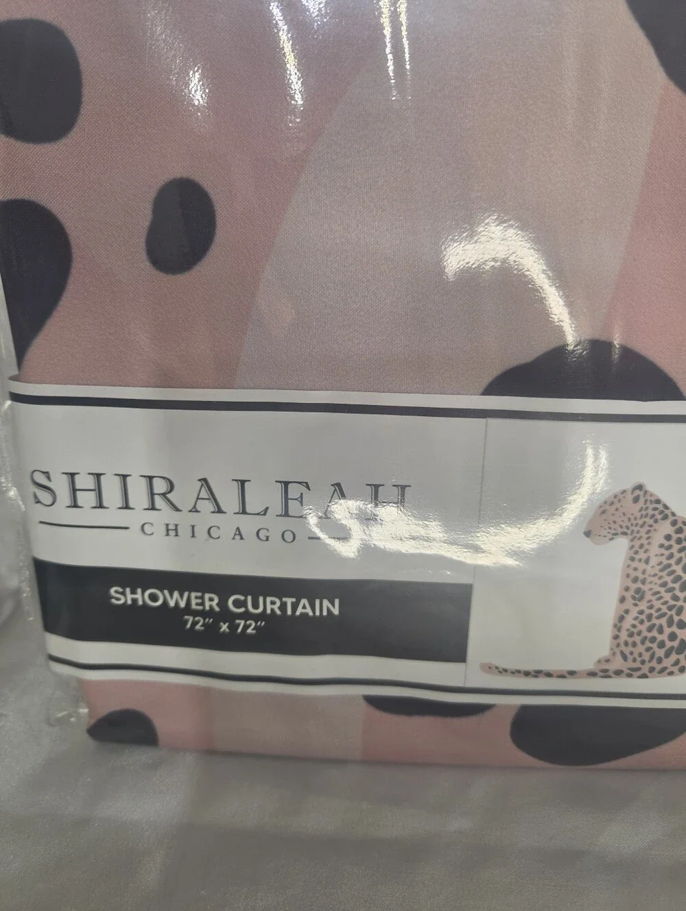 Shiraleah Pink and Black Leopard Print Bath Curtain